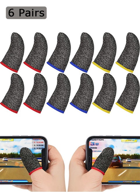6 Pairs Gaming Finger Sleeve, Anti Sweat Breathable Seamless Touchscreen Finger Cover, for Mobile Phone Game