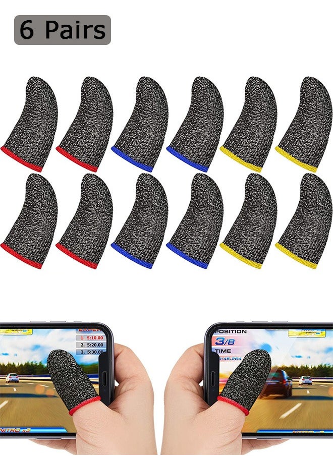 6 Pairs Gaming Finger Sleeve, Anti Sweat Breathable Seamless Touchscreen Finger Cover, for Mobile Phone Game