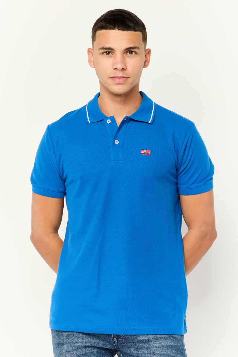 Nordland Men Regular Fit Embroidered Short Sleeves Polo Shirt, Blue - Image 1