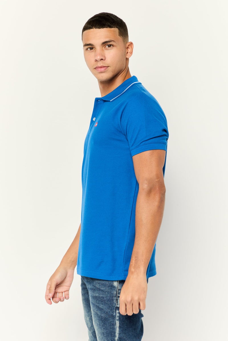 Nordland Men Regular Fit Embroidered Short Sleeves Polo Shirt, Blue - Image 3