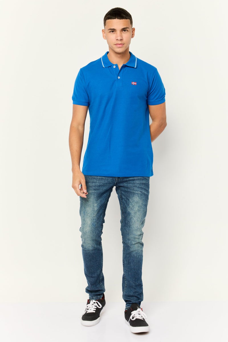 Nordland Men Regular Fit Embroidered Short Sleeves Polo Shirt, Blue - Image 4