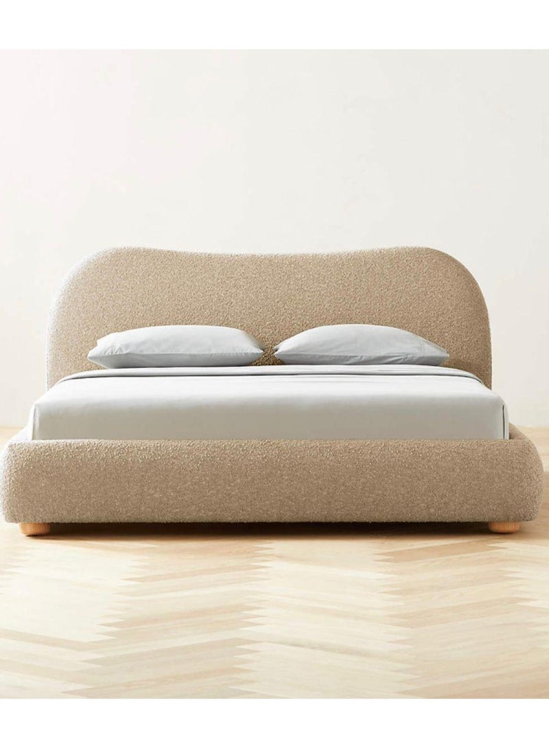 Karnak Moana-3 Bed with Upholstered Tandy Boucle Fabric – Luxurious Bedroom Decor Beige 180x200cm - Image 1