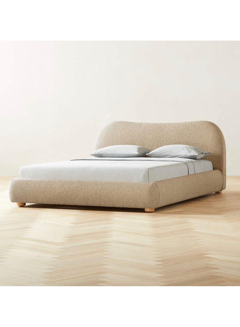 Karnak Moana-3 Bed with Upholstered Tandy Boucle Fabric – Luxurious Bedroom Decor Beige 180x200cm - Image 2