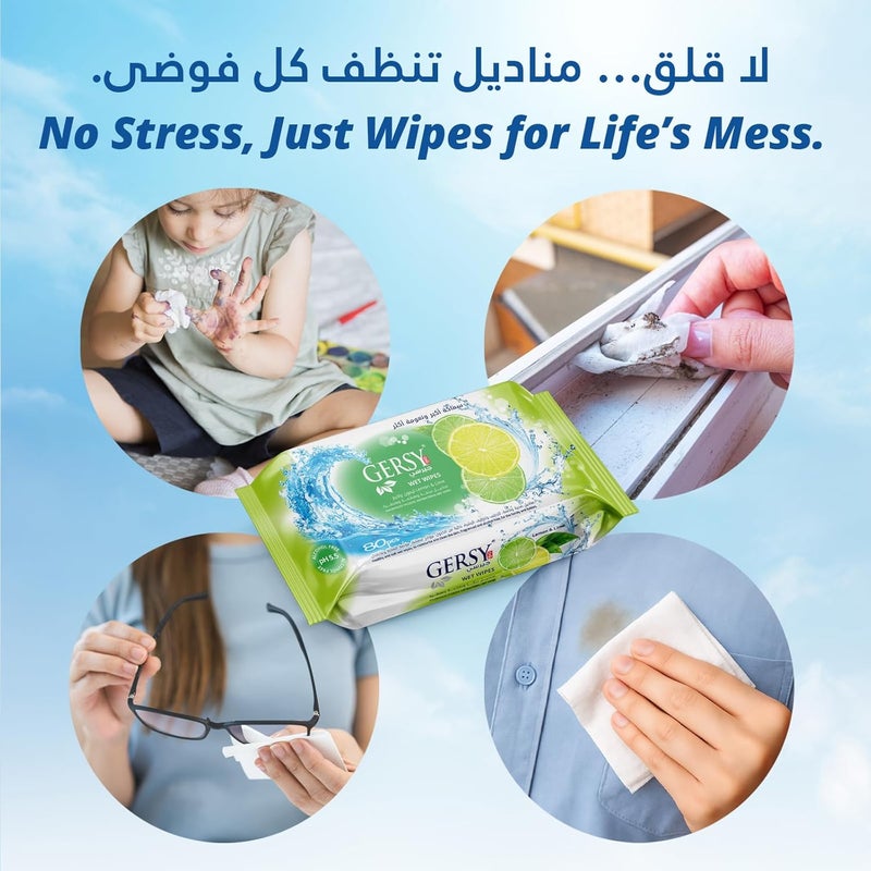 GERSY Wet Wipes – Lemon Scent – Refreshing & Gentle on Skin – 80 Wipes - Image 4