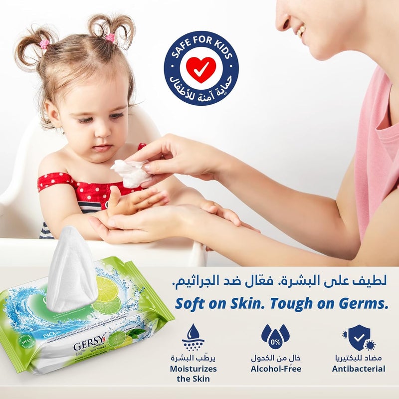 GERSY Wet Wipes – Lemon Scent – Refreshing & Gentle on Skin – 80 Wipes - Image 5