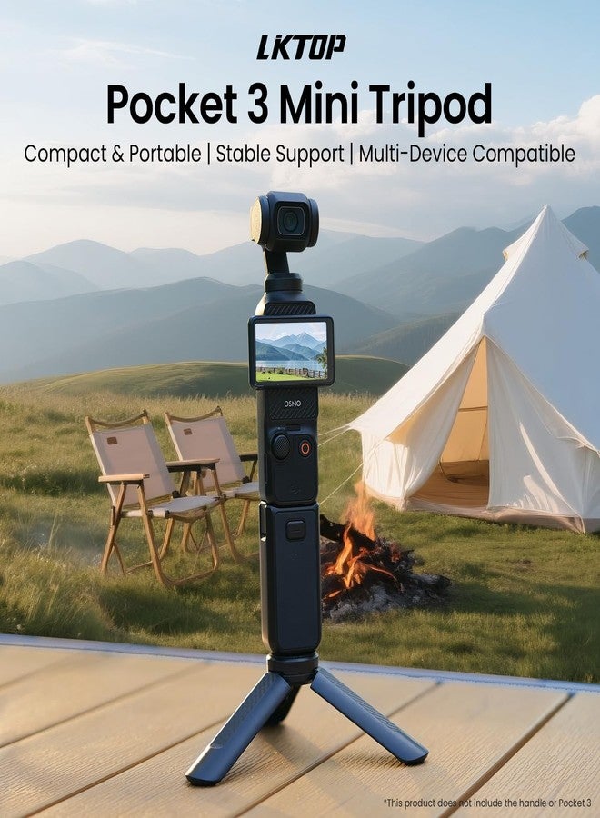 LKTOP Osmo Pocket 3 Mini Tripod for DJI Portable Selfie Stick Vlog Stand Black Mount 1/4" Screw Compatible with DJI Osmo Action/Mobile Series, Pocket3, Xtra Muse, Insta 360/X, GoPro Camera Accessories - Image 2