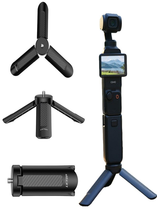 LKTOP Osmo Pocket 3 Mini Tripod for DJI Portable Selfie Stick Vlog Stand Black Mount 1/4" Screw Compatible with DJI Osmo Action/Mobile Series, Pocket3, Xtra Muse, Insta 360/X, GoPro Camera Accessories - Image 1
