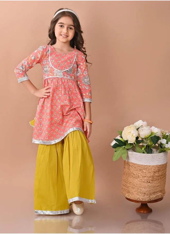 ليلك Printed Kurta with Sharara Set