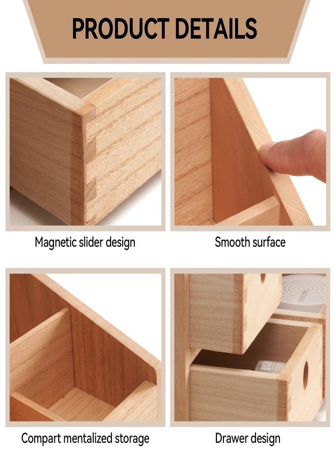 KIRIGEN Wood Makeup Organizer Storage Cabinet Tabletop Cosmetic Organizer Jewelry Storage Box 8 Compartment Makeup Display Case with 3 Drawers Natural(HZG-NA) - Image 5