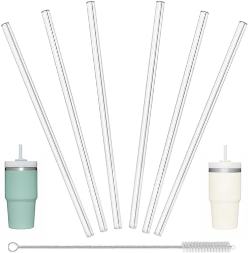 VGHNQ Straw for Stanley Cup 20 14 OZ, Straws Compatible with 20oz 14oz Stanley Cup Accessories, BPA Free Replacement Straws for Stanley Accessories- 6 Reusable Drinking Straws, Clear - Image 1