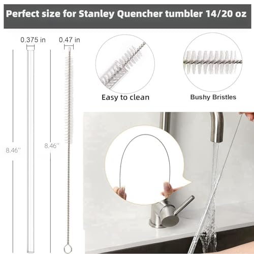 VGHNQ Straw for Stanley Cup 20 14 OZ, Straws Compatible with 20oz 14oz Stanley Cup Accessories, BPA Free Replacement Straws for Stanley Accessories- 6 Reusable Drinking Straws, Clear - Image 5