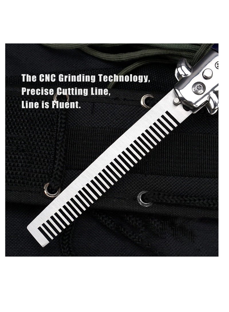Y&D Foldable Pocket Comb, Stainless Steel Switchblade Comb Spring Jump Brush Oil Hair for Scalp or Beard(Black) - Image 4
