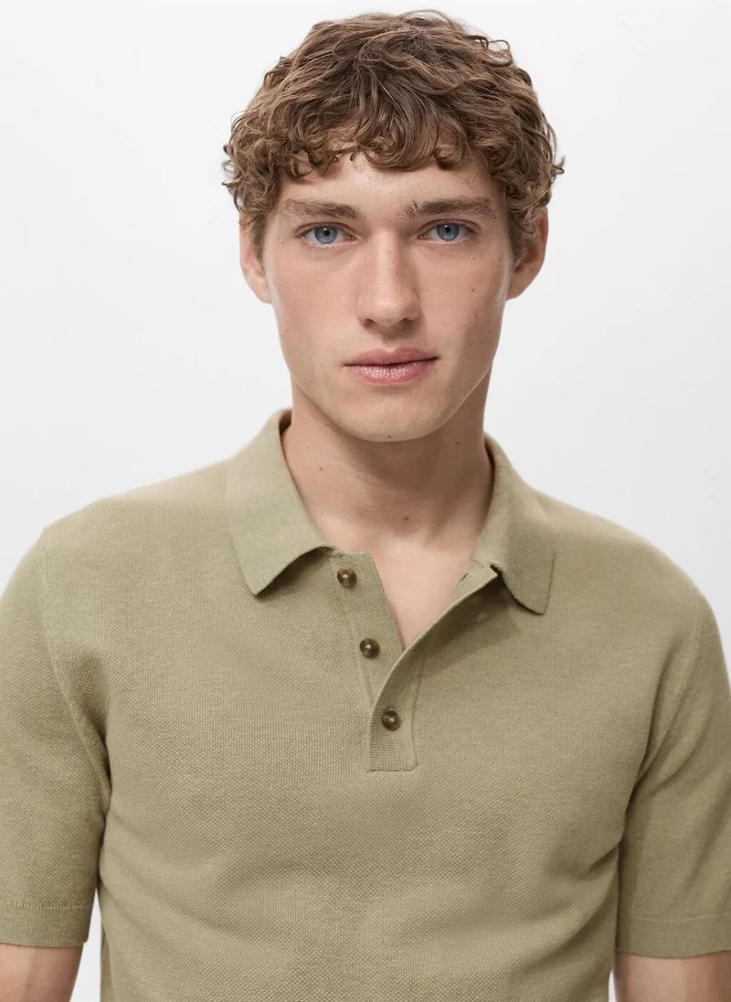 Mango Man Fine-Knit Cotton Polo Shirt