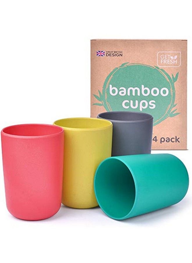 Get Fresh - Bamboo Kids Cups Set 4Pack Reusable Bamboo Cups For Toddlers And Adults Colorful Bamboo Fiber Drinking Cups For Children Bamboo Kids Dinnerware Set For Everyday Use - Image 1