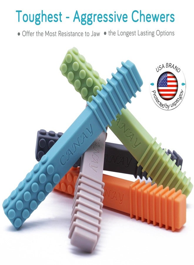CANAY Xtra Tough Sensory Chew Stick Toys (5 Pack) - Designed for ADHD, Autism, SPD, Oral Motor Stimulation, Special Needs - Extra Tough Sensory Oral Motor Chew Tool (Toughest - Aggressive Chewer) - Image 2