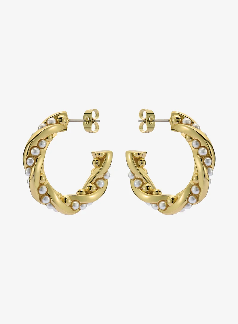 Tiyaa Twisted Pearl Hoop Earrings