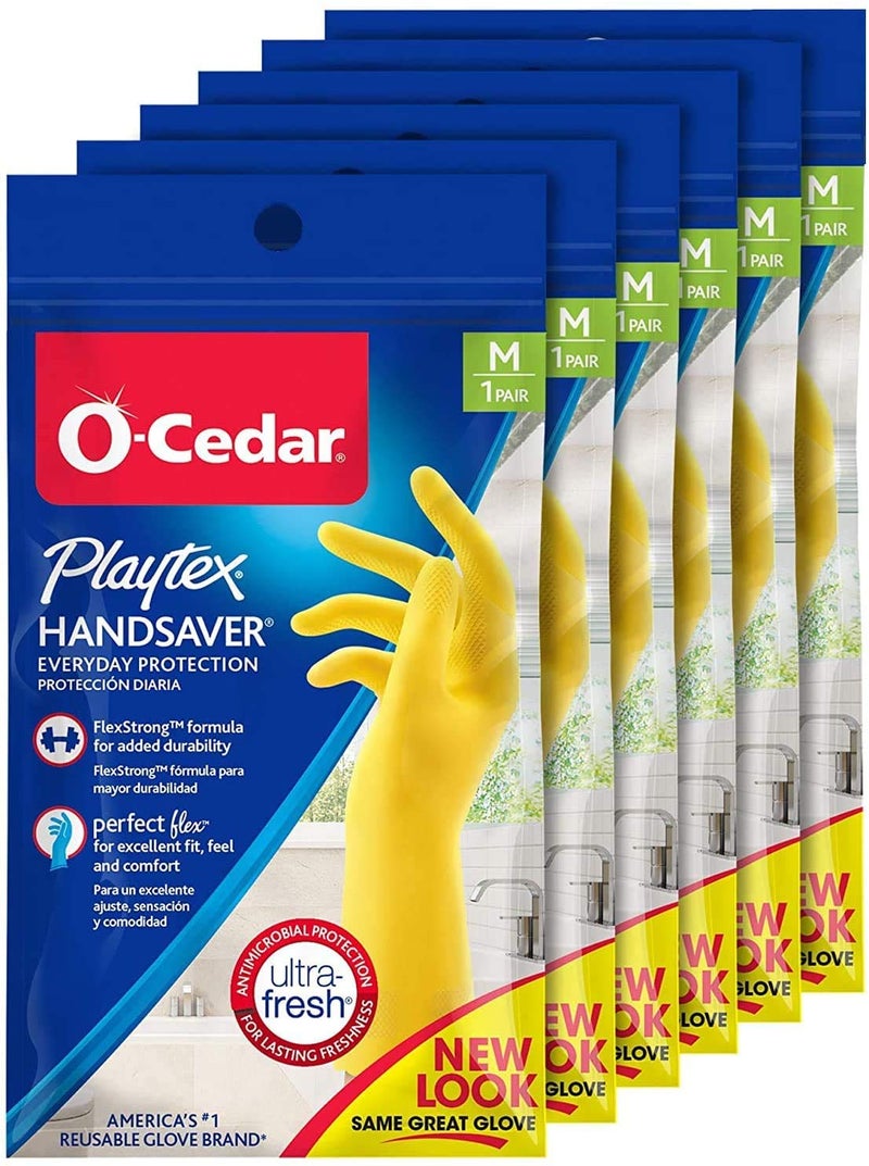 o cedar Playtex Handsaver Reusable Rubber Gloves (Medium, Pack - 6) - Image 1