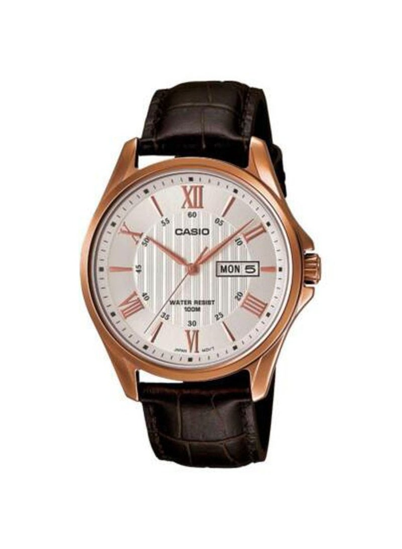 CASIO Men’s Analog Quartz Brown Leather Band Watch MTP-1384L-7AVEF - 41mm - Brown - Image 1