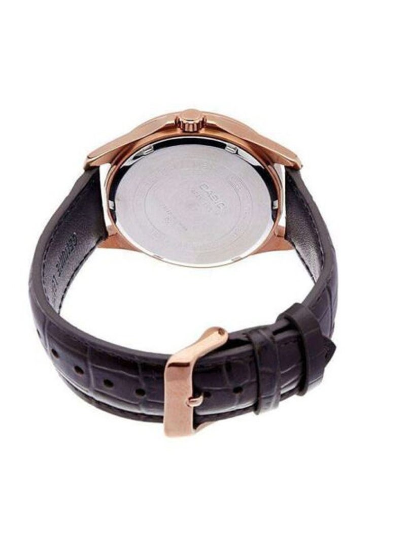 CASIO Men’s Analog Quartz Brown Leather Band Watch MTP-1384L-7AVEF - 41mm - Brown - Image 2