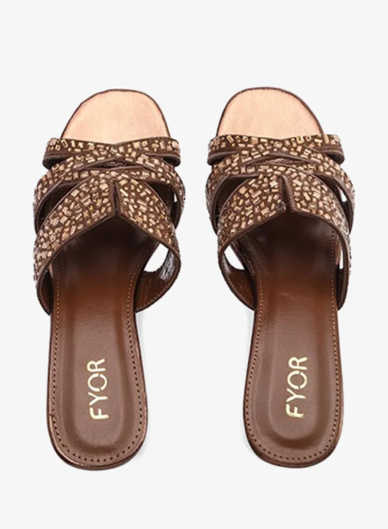 Fyor  Stylish Geometric-Burst Jeweled Block Heel MY 404 for Women | Best Price UAE