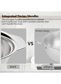 LENND Stainless Steel Colander With Handle, 23CM Micro-Perforated Strainer Colander Set with Mixing Bowl, Great for Draining Cooked Pasta, Noodles,Washing Vegetables, Fruits  - Image 5