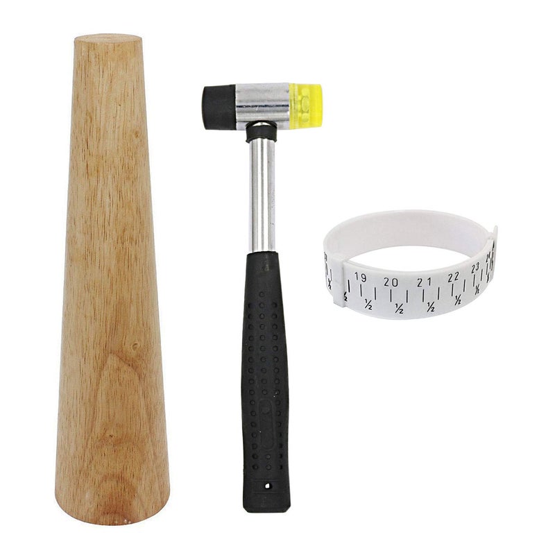 HEYMOUS Wood Bracelet Mandrel Round Plastic Wrist Sizer with Jewelers Hammer Rubber Mallet Bangle Shaper Tool Jewelry Making Tools Repair Kit - Image 1
