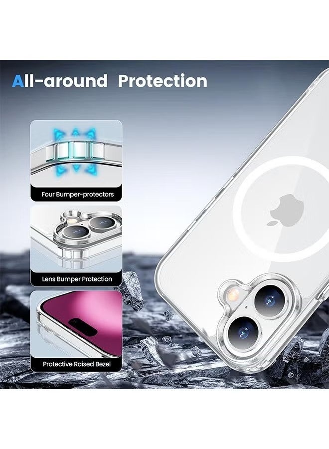 جراب حماية مغناطيسي لهاتف iPhone 16 Plus، مادة سيليكون رقيقة للغاية، مقاوم للصدمات، مقاوم للخدش، مقاوم للماء، شفاف - شفاف للغاية. - Image 3
