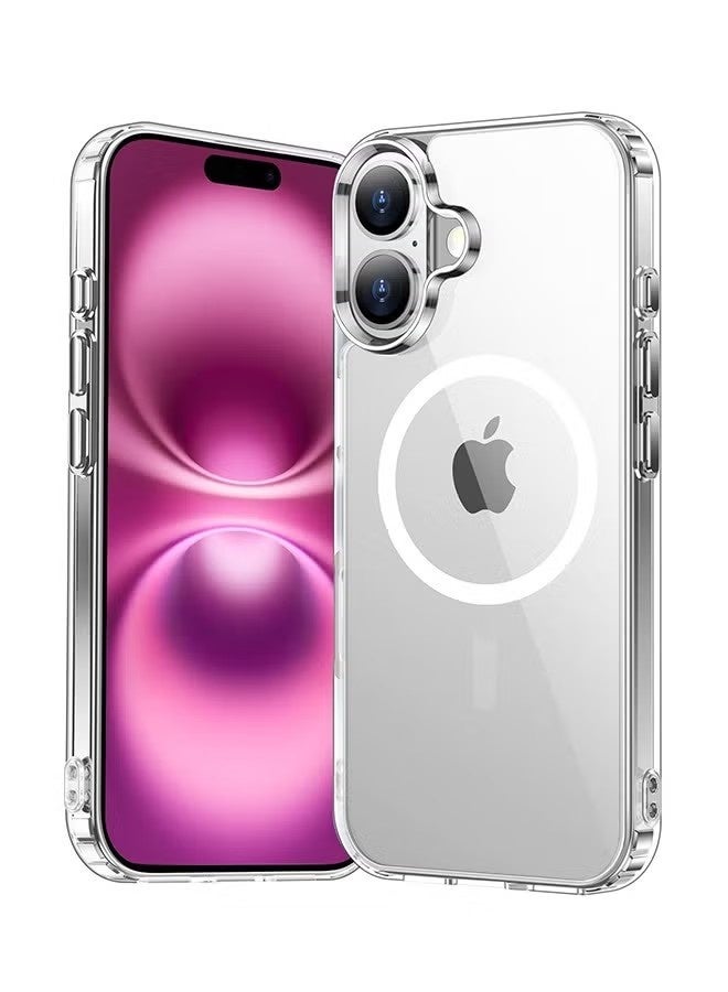 جراب حماية مغناطيسي لهاتف iPhone 16 Plus، مادة سيليكون رقيقة للغاية، مقاوم للصدمات، مقاوم للخدش، مقاوم للماء، شفاف - شفاف للغاية. - Image 1