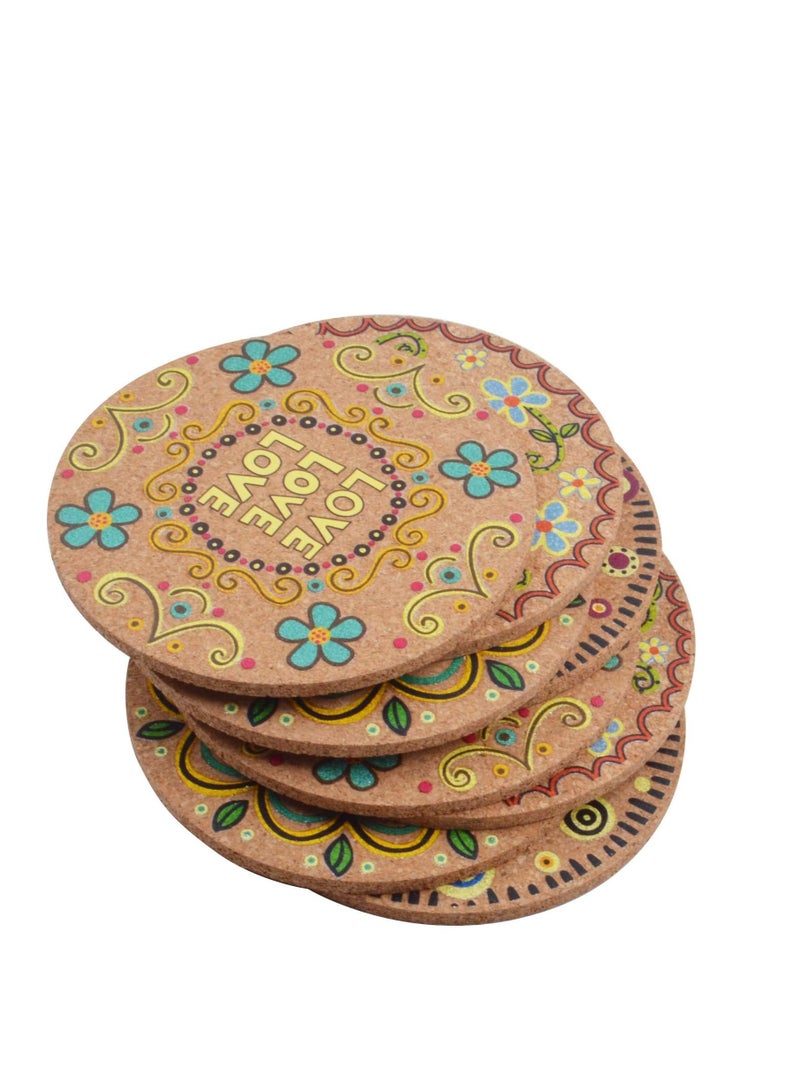 Excefore Cork Coasters for Drinks, 8 Pieces of Natural Absorbent Cork Cup Mat Heat-Resistant Drink Coaster - 4 Styles for Kinds of Cups with 2 Pieces of Organza Bags, 4 Inches  - Image 4
