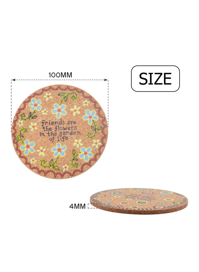 Excefore Cork Coasters for Drinks, 8 Pieces of Natural Absorbent Cork Cup Mat Heat-Resistant Drink Coaster - 4 Styles for Kinds of Cups with 2 Pieces of Organza Bags, 4 Inches  - Image 5