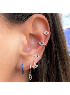 Europe And The United States Cold Wind Devil's Eye Ear Clip Mo Lan Zircon Ear Buckle Earring Set Wind Earrings Jewelry