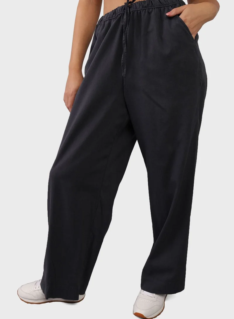 American Eagle Drawstring Wide Leg High Waist Pants