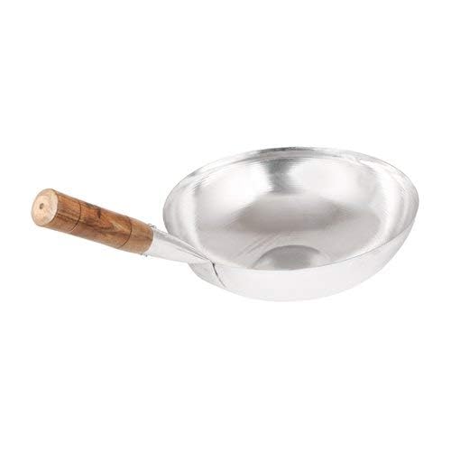 Damurhu Damurhu Chinese Iron Fry pan with Wooden Handle Silver Size 12 Wooden Handle Chines Iron Ladle - Image 4