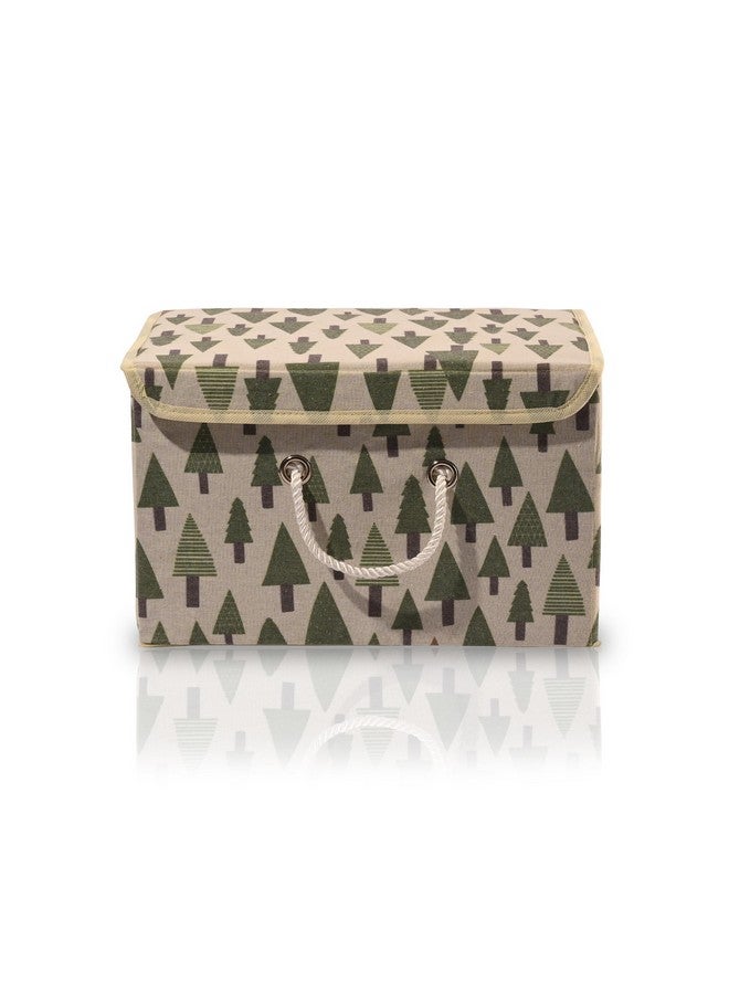 Kuber Industries Kuber Industries Pack of 5 Large Drawer Organizer - Foldable Storage Box With Tree-Print, Lid & Handle - Cotton Clothes Organiser for Wardrobe & Cupboard - Cream  - Image 2