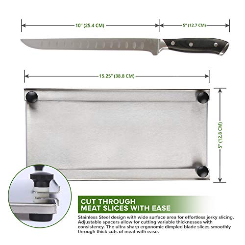 shop-ezy Meat slicer Stainless Steel Jerky Maker Cutting Board With 10-Inch Professional Slicing and Carving Knife - Image 3