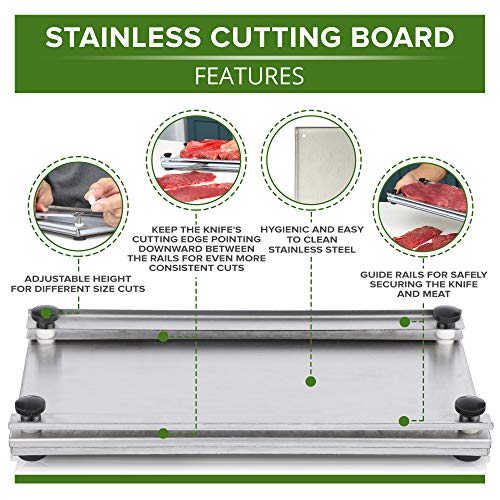 shop-ezy Meat slicer Stainless Steel Jerky Maker Cutting Board With 10-Inch Professional Slicing and Carving Knife - Image 5