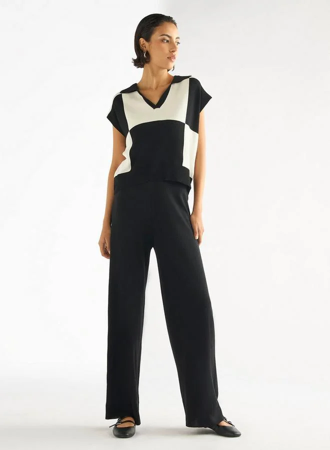 Splash FAV Colourblock T-shirt with Collar and Extended Sleeves