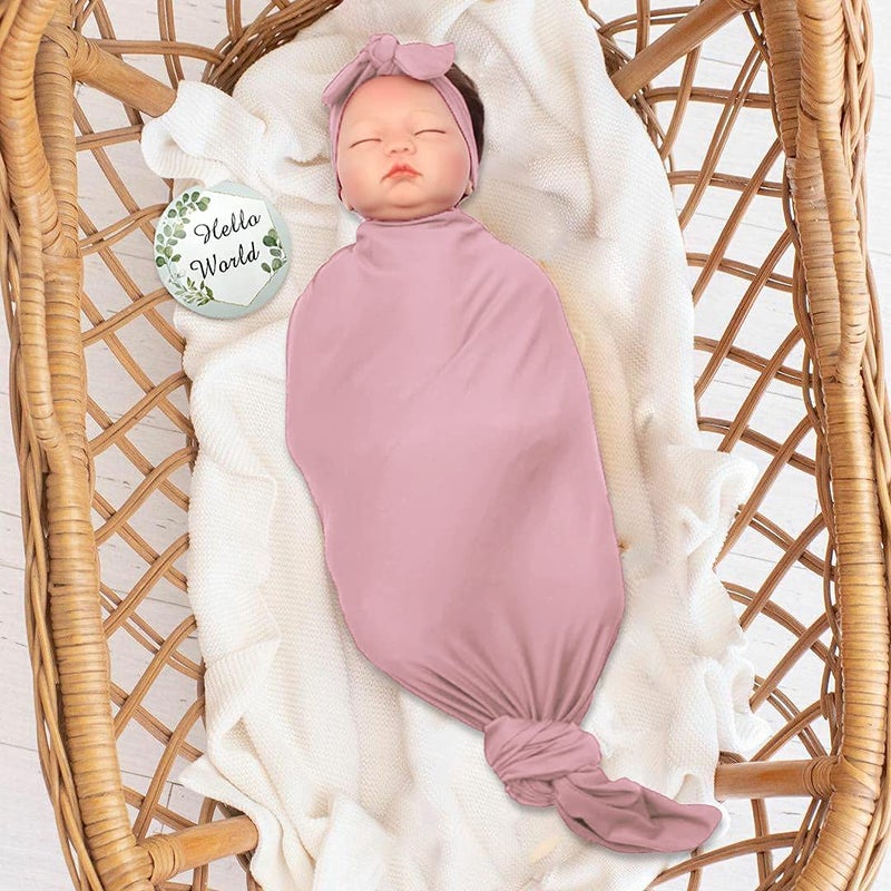 OWLOWLA Swaddle Blanket and Hat Set Newborn Swaddle Wrap Baby Receiving Blanket for Baby Boys Girls(Blush) - Image 5