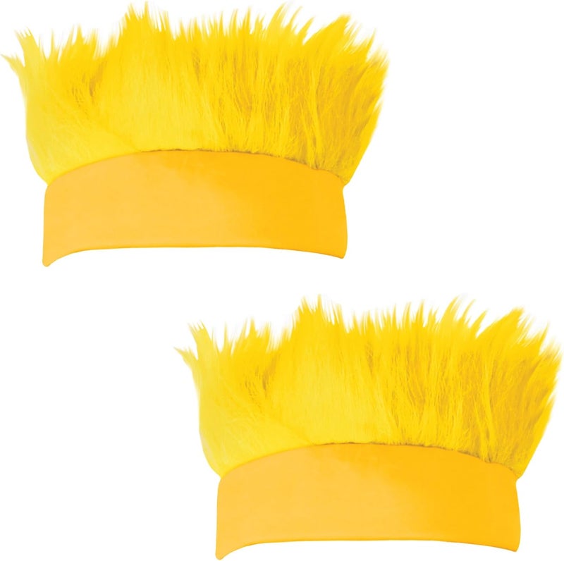 Beistle قبعة رأسية صفراء شعرية من بيستل 2 قطعة للتخرج، روح المدرسة، أحداث رياضية، حفلات التخييم، ملحقات أزياء عيد الهالوين - Image 1