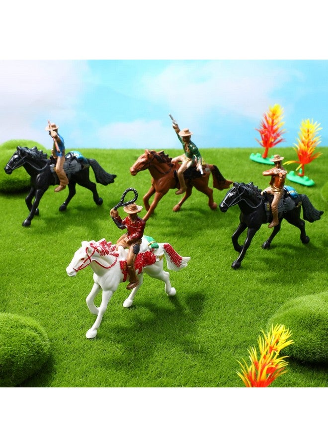 Toddmomy Riding Horse Figurine 4Pcs Action Figure Western Figurines Toys Horse Toys Plastic Horse with Rider for Kids Toddlers Farm Animal Collection - Image 4
