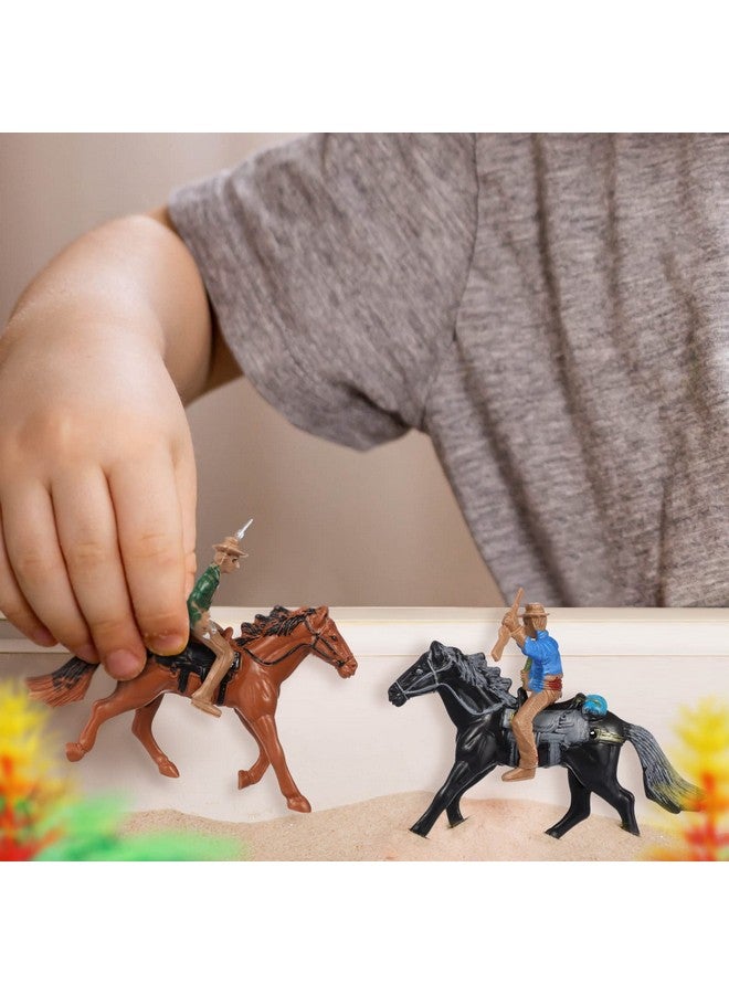 Toddmomy Riding Horse Figurine 4Pcs Action Figure Western Figurines Toys Horse Toys Plastic Horse with Rider for Kids Toddlers Farm Animal Collection - Image 3