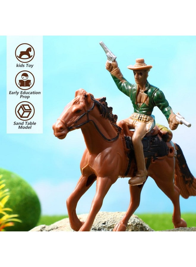 Toddmomy Riding Horse Figurine 4Pcs Action Figure Western Figurines Toys Horse Toys Plastic Horse with Rider for Kids Toddlers Farm Animal Collection - Image 2