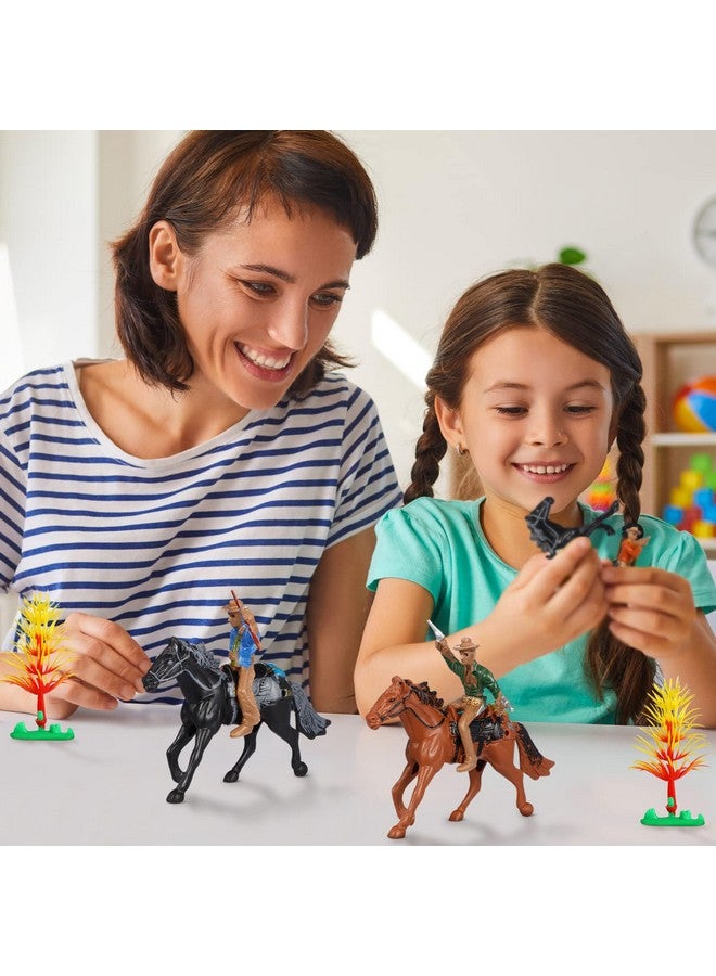 Toddmomy Riding Horse Figurine 4Pcs Action Figure Western Figurines Toys Horse Toys Plastic Horse with Rider for Kids Toddlers Farm Animal Collection - Image 5