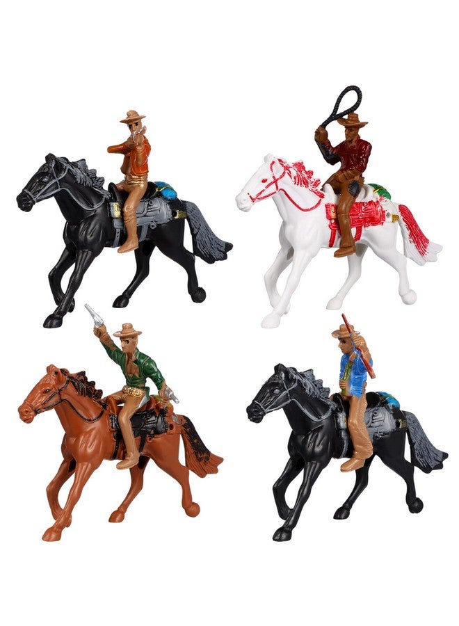 Toddmomy Riding Horse Figurine 4Pcs Action Figure Western Figurines Toys Horse Toys Plastic Horse with Rider for Kids Toddlers Farm Animal Collection - Image 1