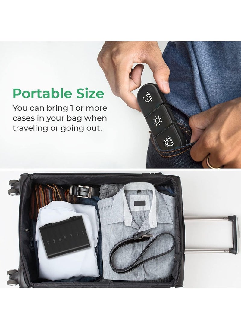 Weekly 3 Times a Day Portable Travel Pill Box with Large Pill Containers (Black) - Image 3
