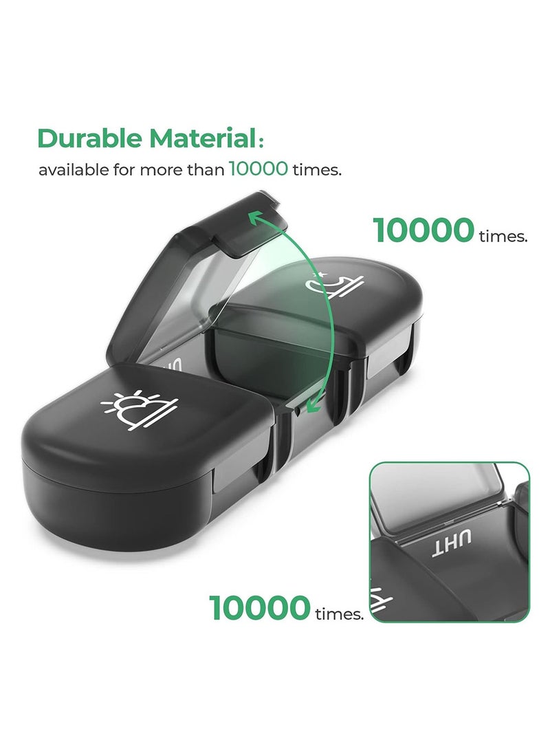 Weekly 3 Times a Day Portable Travel Pill Box with Large Pill Containers (Black) - Image 5