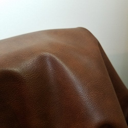 NAT Leathers™ | Cognac Rustic Brown Two Tone Soft Faux Vegan Leather Sheet Fabric PU (Peta Approved Vegan) | 1 Yard (36 inch x 54 inch) Cut by Yard | Synthetic Pleather Nappa 0.9 mm Smooth Upholstery - Image 3
