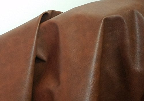 NAT Leathers™ | Cognac Rustic Brown Two Tone Soft Faux Vegan Leather Sheet Fabric PU (Peta Approved Vegan) | 1 Yard (36 inch x 54 inch) Cut by Yard | Synthetic Pleather Nappa 0.9 mm Smooth Upholstery - Image 4