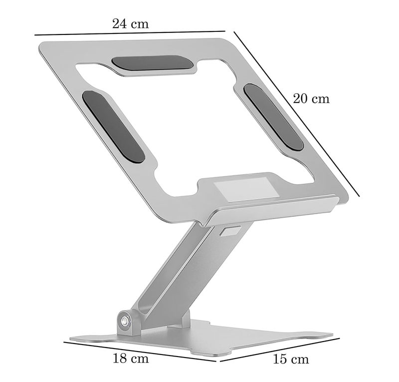 Krevia Aluminum Alloy Metal Foldable Laptop Stand Ergonomic Design Laptop Holder with Large Hollow Cooling Universal Compatible Notebook Holder Stand for Laptop Tablets Phones Multicolor - Image 2