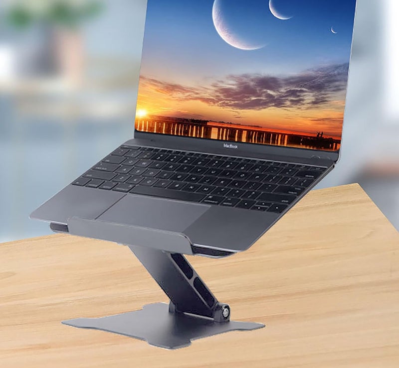 Krevia Aluminum Alloy Metal Foldable Laptop Stand Ergonomic Design Laptop Holder with Large Hollow Cooling Universal Compatible Notebook Holder Stand for Laptop Tablets Phones Multicolor - Image 4